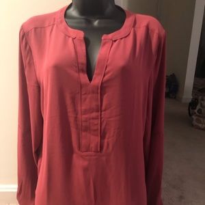 Long-sleeved M burnt orange LOFT v-neck blouse